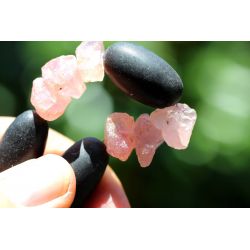 ROSA-Quarz + Shiva-Lingam-Energie-Armband (Selbstentfaltung) (Shivas Tränen)