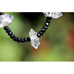 schwarze Spinelle und Herkimer Diamanten-Energiekette (Schutzstein für die Seele / Reise in das mentale Leben)