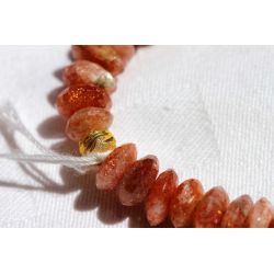 Aventurin-Feldspat Varietät Sonnensteinlinsen facettiert-Energie-Kristallarmband (innerer Frieden)