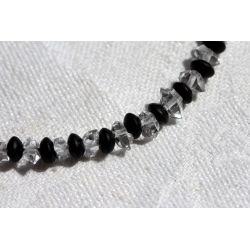 Herkimer Diamanten + Onyx-Rondelle-Energie-Armband (Reise in das mentale Leben / Lebensfreude)