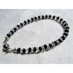 Herkimer Diamanten + Onyx-Rondelle-Energie-Armband (Reise in das mentale Leben / Lebensfreude)