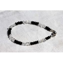 Herkimer Diamanten + Onyx-Rondelle-Energie-Armband (Reise in das mentale Leben / Lebensfreude)