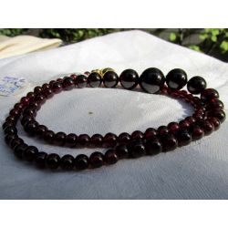 Granat Varietät Pyrop-Kugeln glatt-Energie-Kette (Kraft und Mut zum Leben)