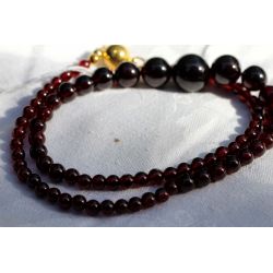 Granat Varietät Pyrop-Kugeln glatt-Energie-Kette (Kraft und Mut zum Leben)