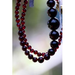 Granat Varietät Pyrop-Kugeln glatt-Energie-Kette (Kraft und Mut zum Leben)