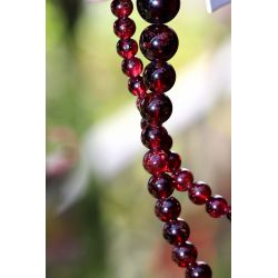 Granat Varietät Pyrop-Kugeln glatt-Energie-Kette (Kraft und Mut zum Leben)