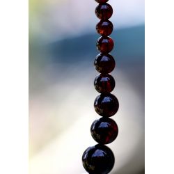 Granat Varietät Pyrop-Kugeln glatt-Energie-Kette (Kraft und Mut zum Leben)