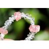 ROSA-Quarznuggets + Herkimer Diamanten-Energie Armband (seelische Orientierung / Selbstentfaltung / Reise in das mentale Leben)