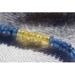 gelbe + blaue Saphir-Rondelle facettiert-Energiearmband (goldenes Licht der Weisheit / Schwingung reinen Lichts)