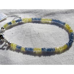 gelbe + blaue Saphir-Rondelle facettiert-Energiearmband (goldenes Licht der Weisheit / Schwingung reinen Lichts)