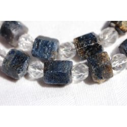 Saphir, blau + Bergkristallkugeln, facettiert-Schamanen-Energiekette (innere Ruhe / Licht in Geist und Seele) sehr selten