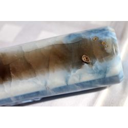 Opal, blau + Rauchquarz-Energie-Zylinder (Frieden durch uns selbst)