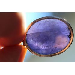 Tansanit oval Kegelcabochon -silbergefasst-Energie Kettenanhänger mit Asterismus (Auge der Weisheit)