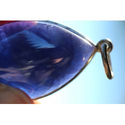 Tansanit navette-gewölbt glatt-silbergefasst-Energie Kettenanhänger  (Auge der Weisheit)