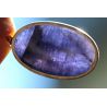 Tansanit ovaler Cabochon glatt-silbergefasst-Energie Kettenanhänger (Auge der Weisheit)